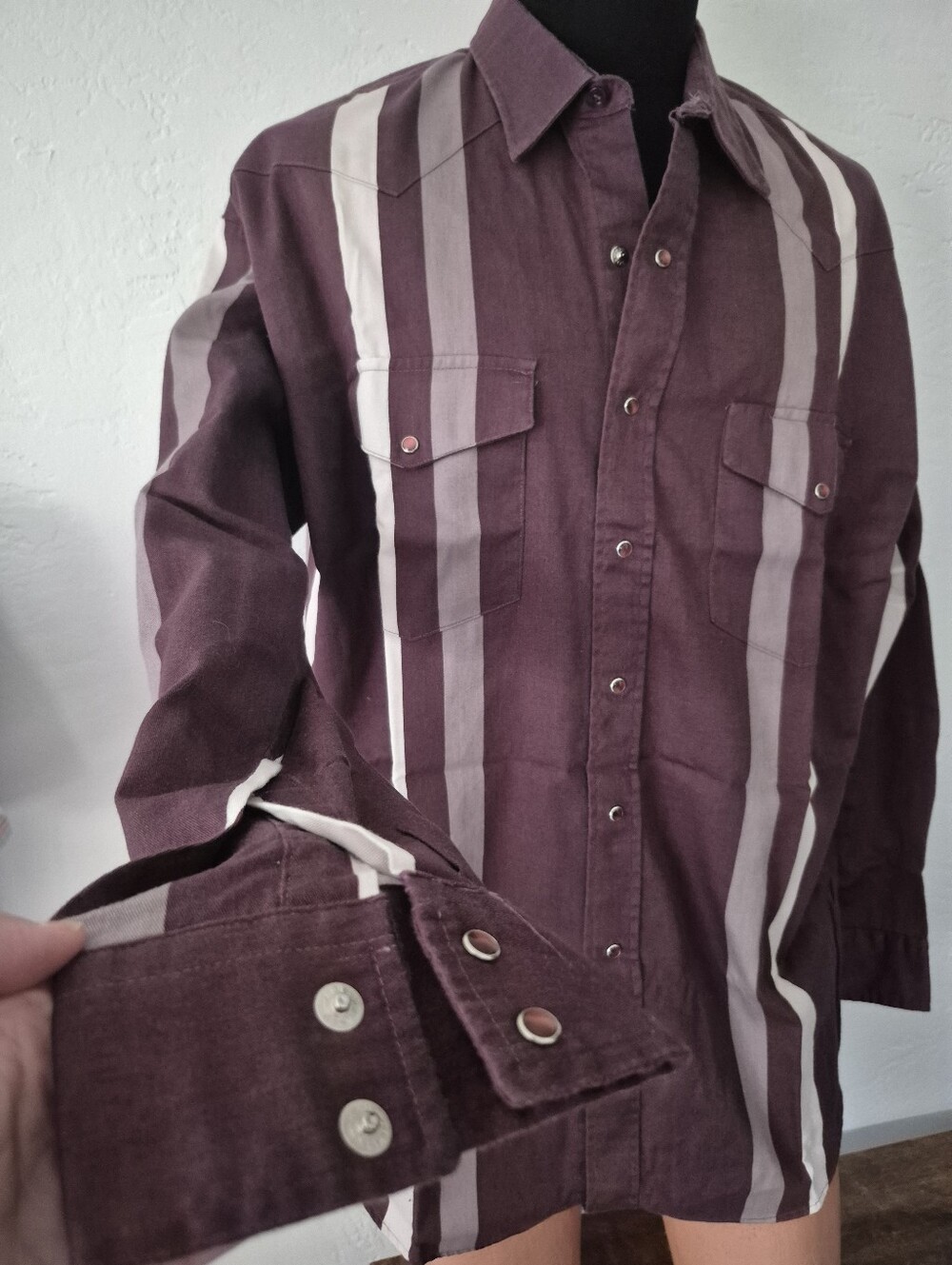Vintage 90s Striped Pearl Snaps Western Shirt 2x
